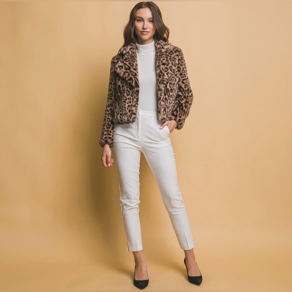 Love Tree Animal Print Faux Fur Jacket